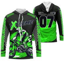 Load image into Gallery viewer, Personalized green UPF30+ Motocross riding jersey for kid men women racing off-Road motorcycle PDT11