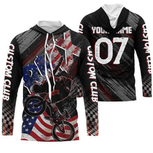 Load image into Gallery viewer, Personalized adult kid BMX jersey Patriotic UPF30+ USA riding racewear American cycling shirt| SLC31