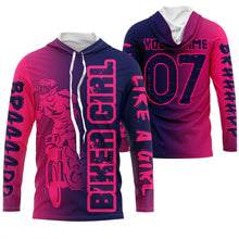 Load image into Gallery viewer, Personalized Biker Girl Jersey UPF30+ Pink&amp;Navy Brap Motocross Female Riders Adult&amp;Kid Dirt Bike Jersey| NMS759