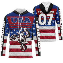 Load image into Gallery viewer, Personalized USA Motocross Jersey UPF30+ Patriotic MX Riding Shirt American Off-Road Adult&amp;Kid Jersey| NMS728