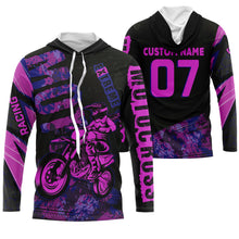 Load image into Gallery viewer, Personalized Motocross Jersey Pink UPF 30+, Extreme Motocross Racing Off-Road Long Sleeves Adult &amp; Kid| NMS679