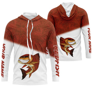 Redfish fishing custom name with angry Redfish ChipteeAmz's art UV protection shirts AT007