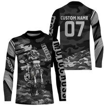 Load image into Gallery viewer, Personalized Motocross Jersey UPF 30+, Extreme Motocross Racing Shirt, Off-Road Long Sleeves - Grey| NMS593