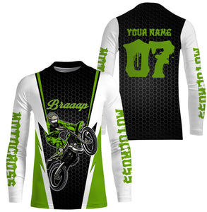 Brap Motocross Jersey Personalized UPF30+ Dirt Bike Riding Shirt Off-road Motorcycle Riders Green| NMS529