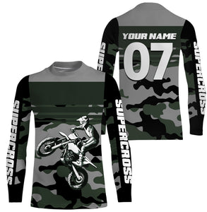 Camo Supercross Jersey Custom Number & Name Motorcycle Riding Shirt Off-Road Rider Dirt Bike Racing| NMS544