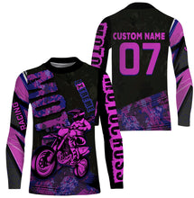 Load image into Gallery viewer, Personalized Motocross Jersey Pink UPF 30+, Extreme Motocross Racing Off-Road Long Sleeves Adult &amp; Kid| NMS679