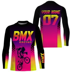 Personalized Pink BMX jersey adult kid bike shirts UPF30+ Freestyle cycling bicycle motocross gear| SLC43