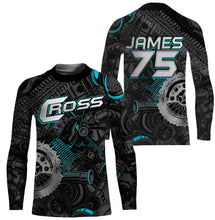 Load image into Gallery viewer, Personalized Camo Cross Jersey UPF30+ UV Protect, Motocross Supercross Racing Motorcycle Riders - Blue| NMS736