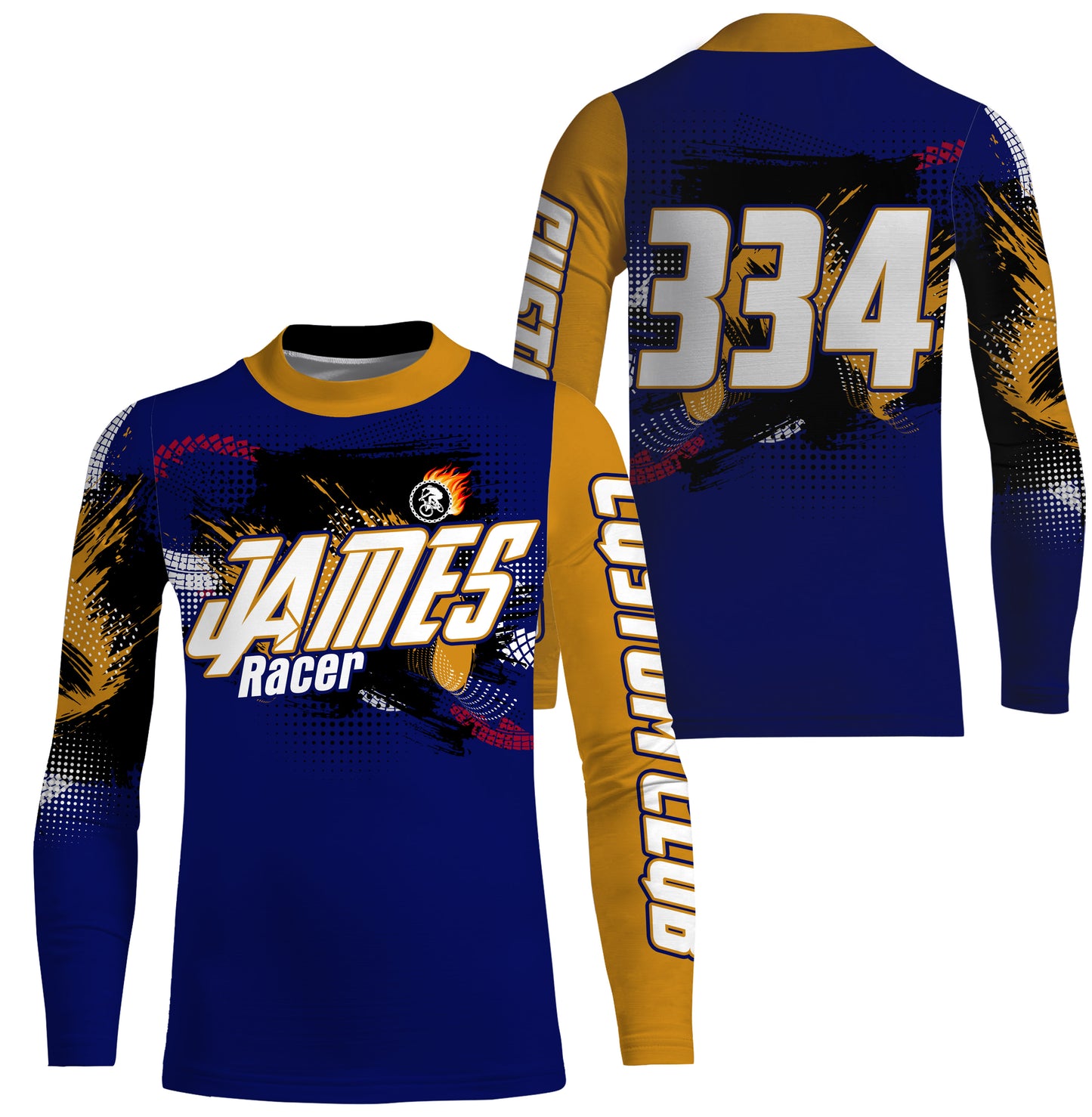 Personalized UPF30+ adult kid BMX racing jersey Blue enduro MTB shirt downhill cycling gear| SLC28