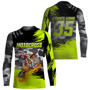 Personalized Dirt Bike Jersey UPF30+ Anti UV, Camo Motocross Racing Motorcycle Off-road Youth Riders| NMS452