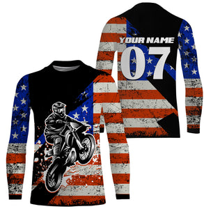 Personalized Dirt Bike Racing Jersey UPF30+ Patriotic Motocross American Off-Road Adult&Kid Jersey| NMS727