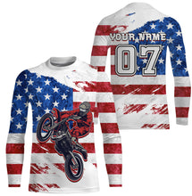 Load image into Gallery viewer, American Flag Dirt Bike Jersey Personalized UPF30+ Adult&amp;Kid Patriotic Motocross Racing Motorcycle Jersey| NMS723