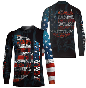 Patriotic Motorcycle Jersey UPF30+ Personalized Skull Biker Riding Shirt American Off-Road Jersey| NMS731