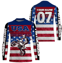 Load image into Gallery viewer, Personalized USA Motocross Jersey UPF30+ Patriotic MX Riding Shirt American Off-Road Adult&amp;Kid Jersey| NMS728