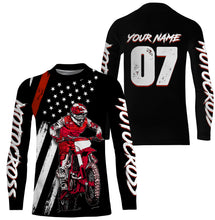 Load image into Gallery viewer, Custom motocross jersey American kid&amp;adult UPF30+ red dirt bike racing off-road motorcycle shirt| NMS879