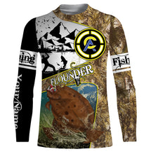 Load image into Gallery viewer, Flounder fishing camo custom name with funny Flounder angry ChipteeAmz&#39;s art UV protection shirts AT019