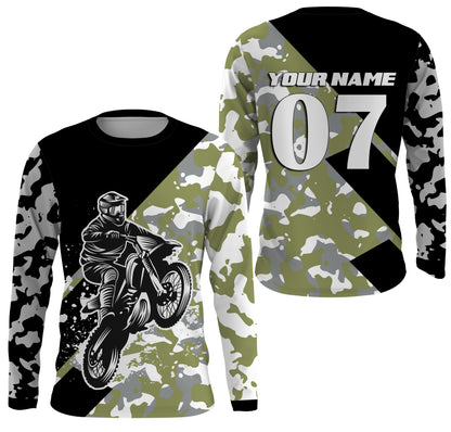 Custom Dirt Bike Jersey UPF30+ UV Protect, Camo Motocross Off-Road Motorcycle Riders Racewear| NMS438