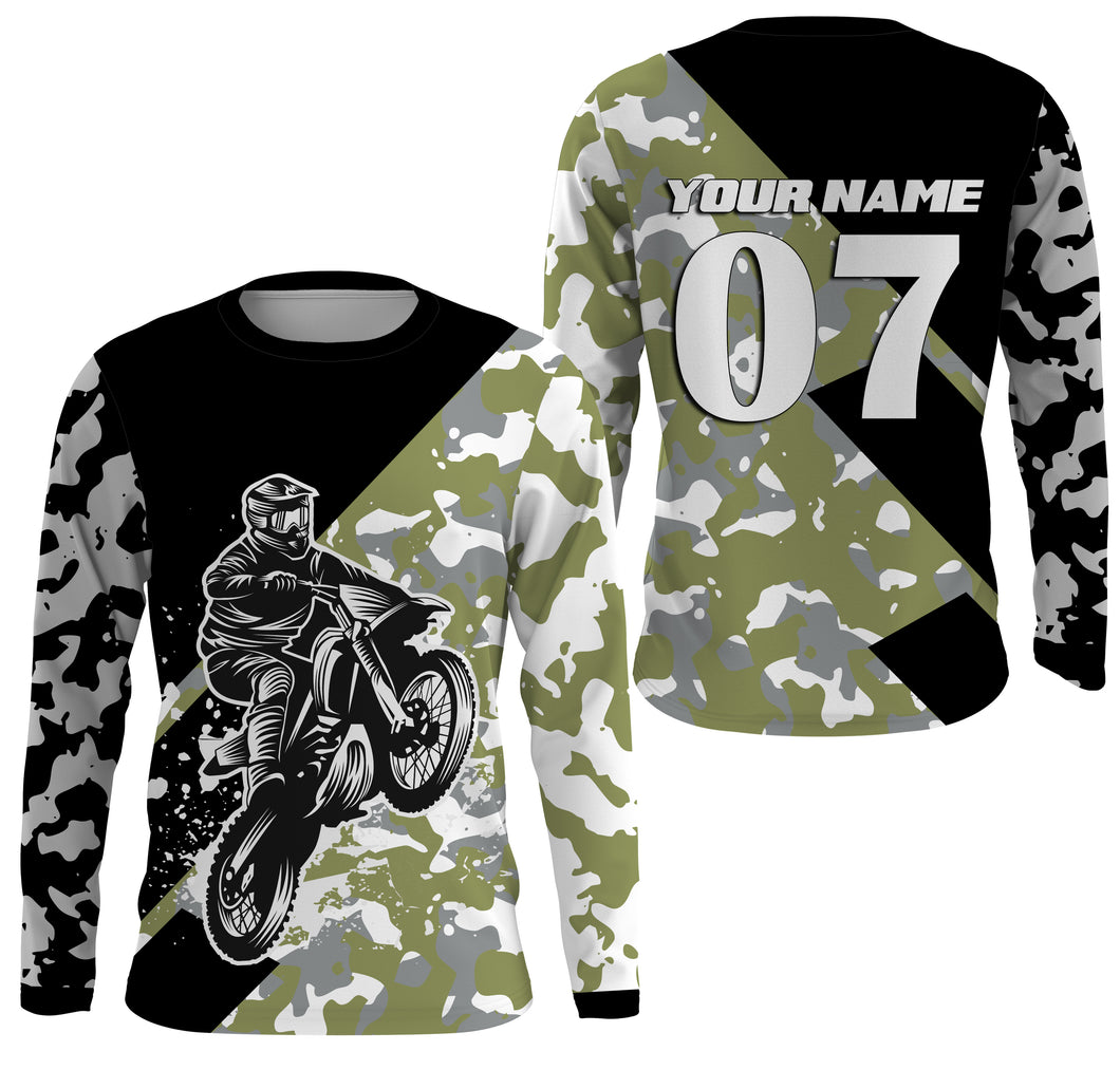 Custom Dirt Bike Jersey UPF30+ UV Protect, Camo Motocross Off-Road Motorcycle Riders Racewear| NMS438