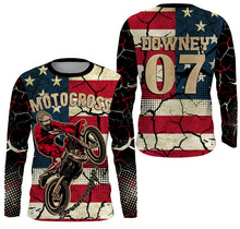 Load image into Gallery viewer, Personalized Motocross Jersey Patriotic Dirt Bike Racing UPF30+ Adult&amp;Kid American MX Motorcycle Jersey| NMS722