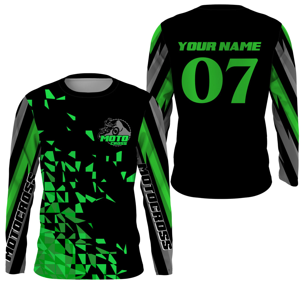 Green Motocross Jersey UPF30+ Personalized Kid&Adult Dirt Bike Racing Shirt Off-road Motorcycle| NMS615