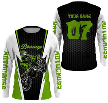 Load image into Gallery viewer, Brap Motocross Jersey Personalized UPF30+ Dirt Bike Riding Shirt Off-road Motorcycle Riders Green| NMS529