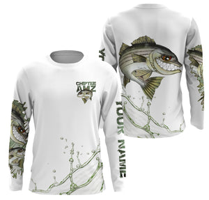 Striped Bass fishing scales custom name with funny striper ChipteeAmz's art UV sun protection shirts AT039