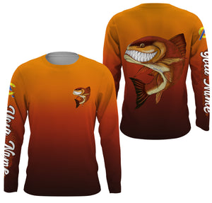 Redfish fishing custom name with angry Redfish ChipteeAmz's art UV protection shirts AT005