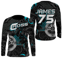 Load image into Gallery viewer, Personalized Camo Cross Jersey UPF30+ UV Protect, Motocross Supercross Racing Motorcycle Riders - Blue| NMS736