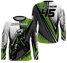 Load image into Gallery viewer, Personalized Motocross Jersey UPF 30+, Dirt Bike Motorcycle Off-Road Racing Long Sleeves - Green| NMS268