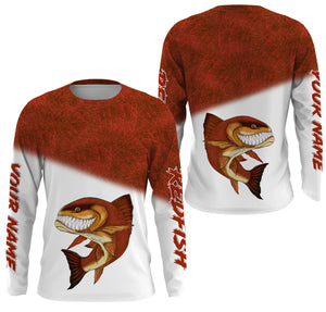 Redfish fishing custom name with angry Redfish ChipteeAmz's art UV protection shirts AT007