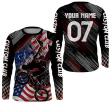 Load image into Gallery viewer, Personalized adult kid BMX jersey Patriotic UPF30+ USA riding racewear American cycling shirt| SLC31