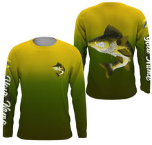 Load image into Gallery viewer, Walleye fishing ChipteeAmz&#39;s art custom name with angry Walleye fish art UV protection shirts AT029