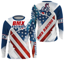 Load image into Gallery viewer, Patriotic adult kid BMX jersey USA bicycle motocross cycling tops UPF30+ American BMX riding shirt| SLC24