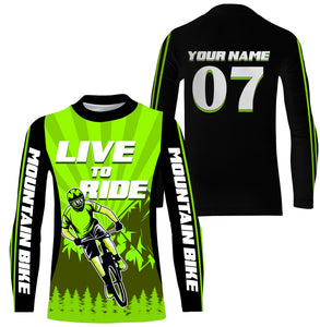 Cycling Jersey, Custom MTB Racing Shirts, Live To Ride - Mountain Biking Jersey UV Protection UPF 30+| JTS492