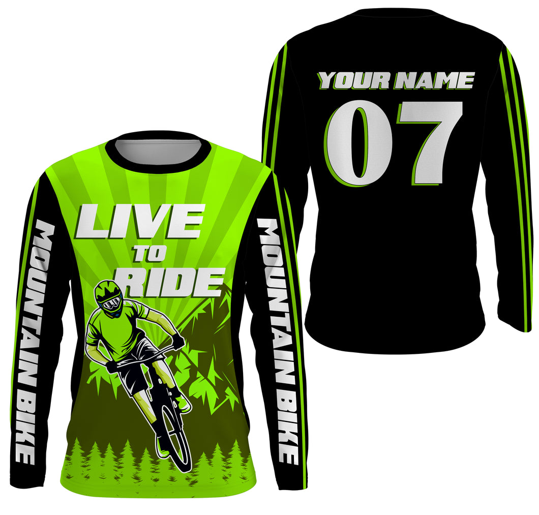 Cycling Jersey, Custom MTB Racing Shirts, Live To Ride - Mountain Biking Jersey UV Protection UPF 30+| JTS492