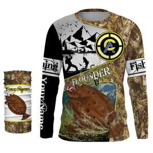 Flounder fishing camo custom name with funny Flounder angry ChipteeAmz's art UV protection shirts AT019