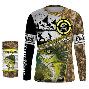Largemouth Bass fishing camo custom name with funny Bass angry ChipteeAmz's art UV protection shirts AT017