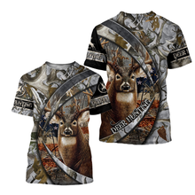 Load image into Gallery viewer, Deer hunting clothes mens womens camo American flag 3D all over printed t-shirt, hoodie, zip up NQS87