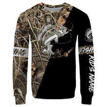 Load image into Gallery viewer, Red Snapper Personalized fishing tattoo camo all-over print long sleeve, T-shirt, Hoodie, Zip up hoodie - FSA4B Black version