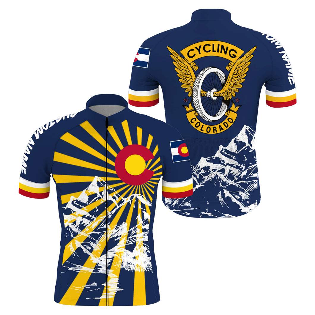 Colorado men/women cycling jersey with pockets UPF50+ State flag bike shirt mountain bike BMX Gear| SLC171