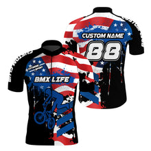 Load image into Gallery viewer, Custom American BMX cycling jersey Cycle gear with 3 pockets Anti-UV Patriotic BMX life shirt| SLC74