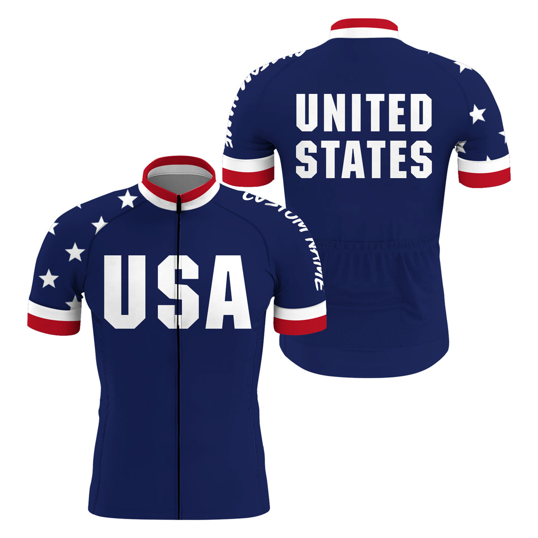 USA men women Cycling jersey UPF50+ American bike shirt with 3-rear pockets Full zip bicycle gear| SLC179