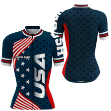 Load image into Gallery viewer, USA bike shirt women cycling jersey American flag UPF50+ full zipper cycle gear BMX MTB racewear| SLC149