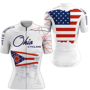 Ohio cycling jersey for Men Women UPF50+ custom Ohio bike shirts with 3-rear pockets & full zipper| SLC177