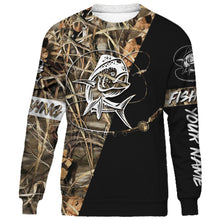 Load image into Gallery viewer, Mahi mahi Personalized fishing tattoo camo all-over print long sleeve, T-shirt, Hoodie, Zip up hoodie - FSA5B Black version