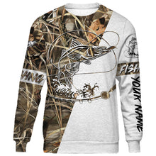 Load image into Gallery viewer, Snook Personalized fishing tattoo camo all-over print long sleeve, T-shirt, Hoodie, Zip up hoodie - FSA2