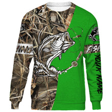 Load image into Gallery viewer, Bass Customized Name fishing tattoo green camo all-over print shirts - FSA35
