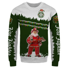Load image into Gallery viewer, Firefighter funny christmas shirts gifts long sleeves hoodie full printing