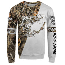 Load image into Gallery viewer, Trout Personalized fishing tattoo camo all-over print long sleeve, T-shirt, Hoodie, Zip up hoodie - FSA3
