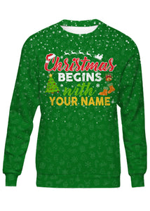 Christmas begins with my name funny christmas gift shirts, hoodie, long sleeves
